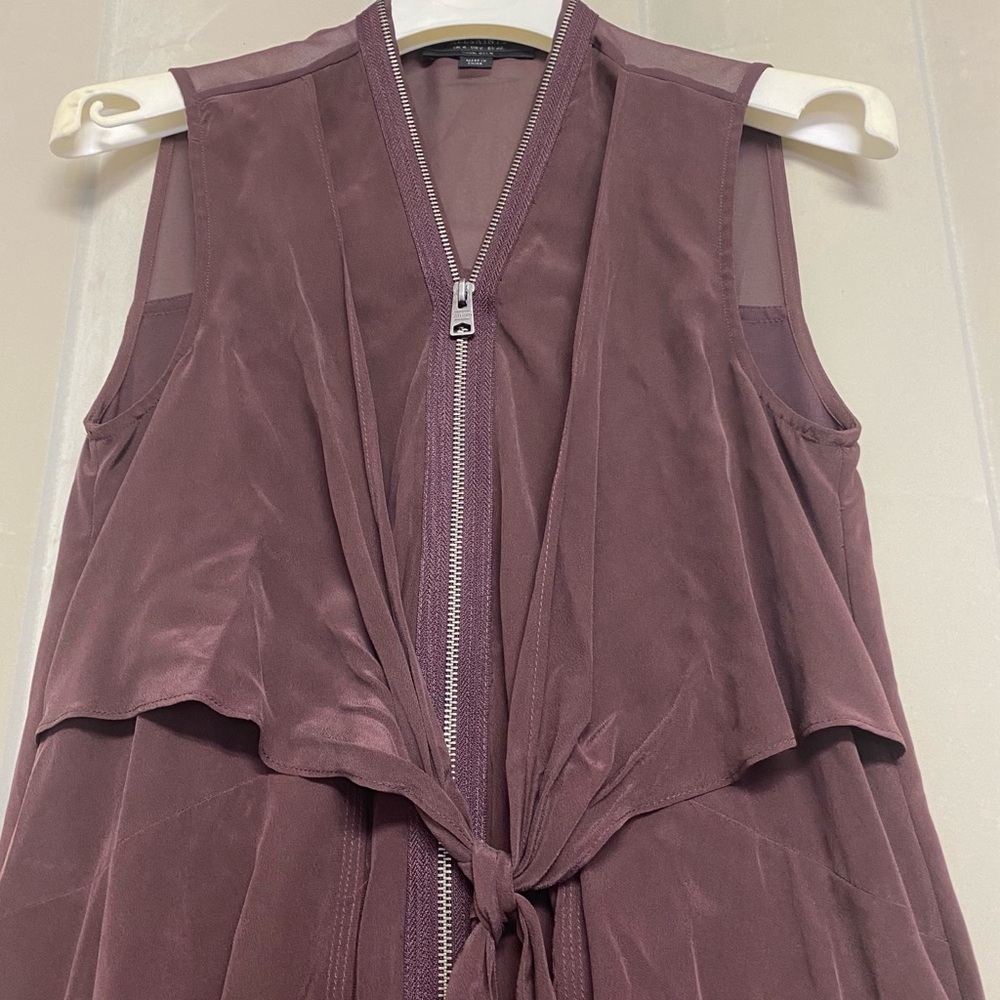 AllSaints All Saints Women’s Jayda Dress Size 0 100% Silk Maroon Feminine Dainty - Picture 5 of 15